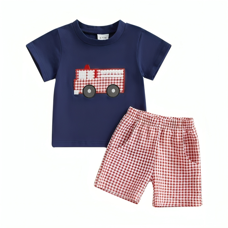 Short Sleeve Fire Truck Toddler Set