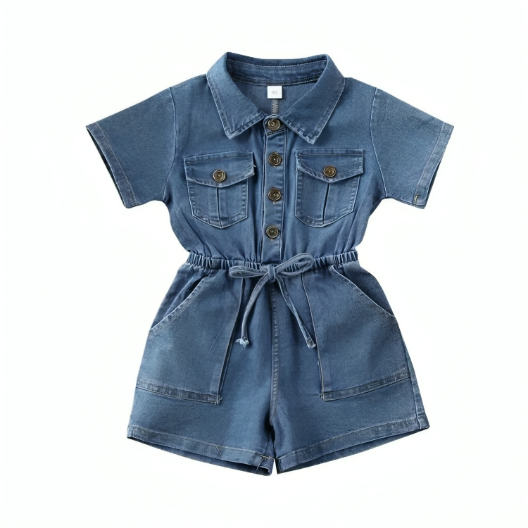 Denim Baby Girl One-Piece Jumpsuit Romper