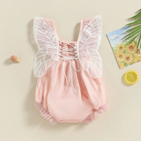 Butterfly Pleated Lace Baby Romper