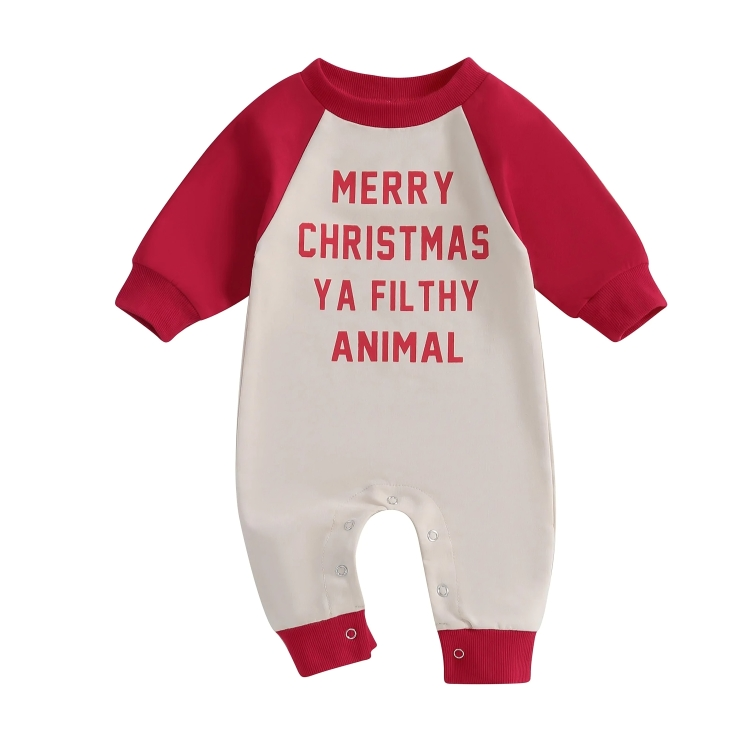 "Merry Christmas Ya Filthy Animal" Baby Jumpsuit