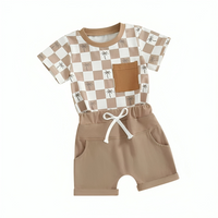 Short Sleeve Checkered Palms Baby Set