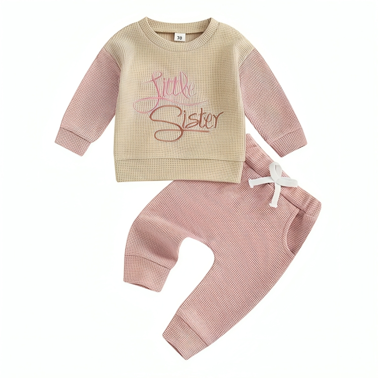 Little Sister Waffle Long Sleeve Set