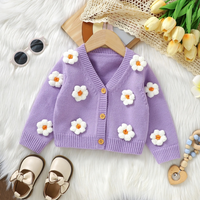 V-Neck Daisy Knit Toddler Cardigan