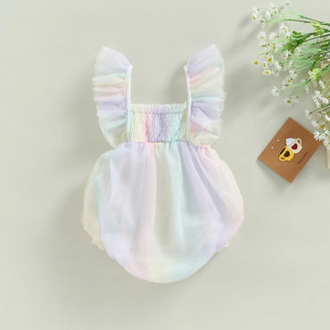 Rainbow Tie-Dye Tulle Baby Romper