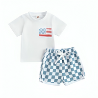 4th of July Checkered Shorts Baby Set