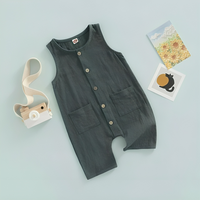 Sleeveless Buttoned Overall Baby Jumpsuit