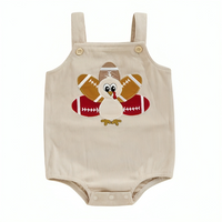 Sleeveless Thanksgiving Football Baby Romper