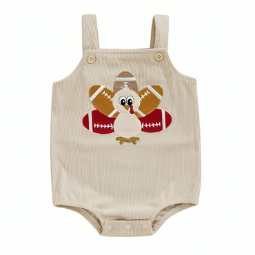 Sleeveless Thanksgiving Football Baby Romper