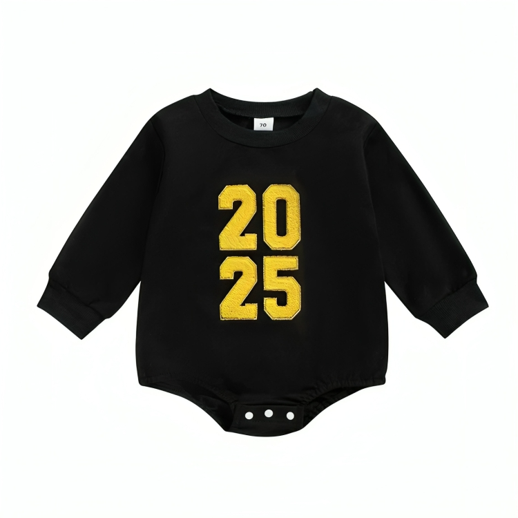 Long Sleeve 2025 Embroidered New Year Baby Bodysuit