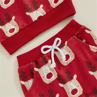 Long Sleeve Christmas Reindeer Pattern Baby Set