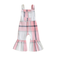 Sleeveless Plaid Bell Bottom Toddler Jumpsuit