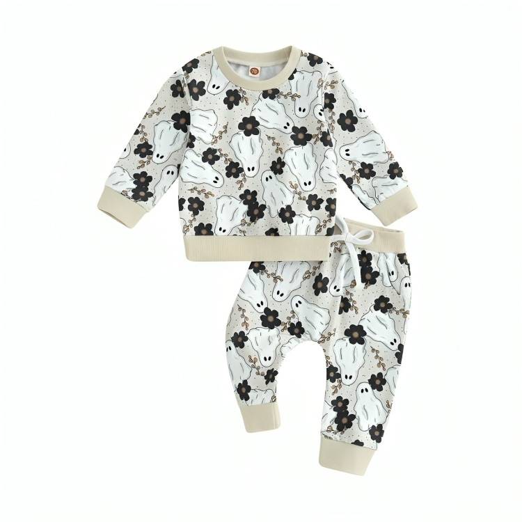 Long Sleeve Halloween Pattern Baby Set