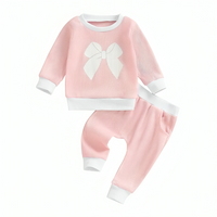 Long Sleeve Waffle Bow Baby Set