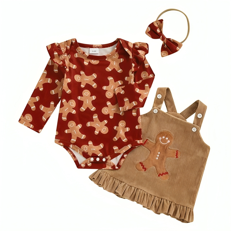 Christmas Gingerbread Corduroy Baby Set