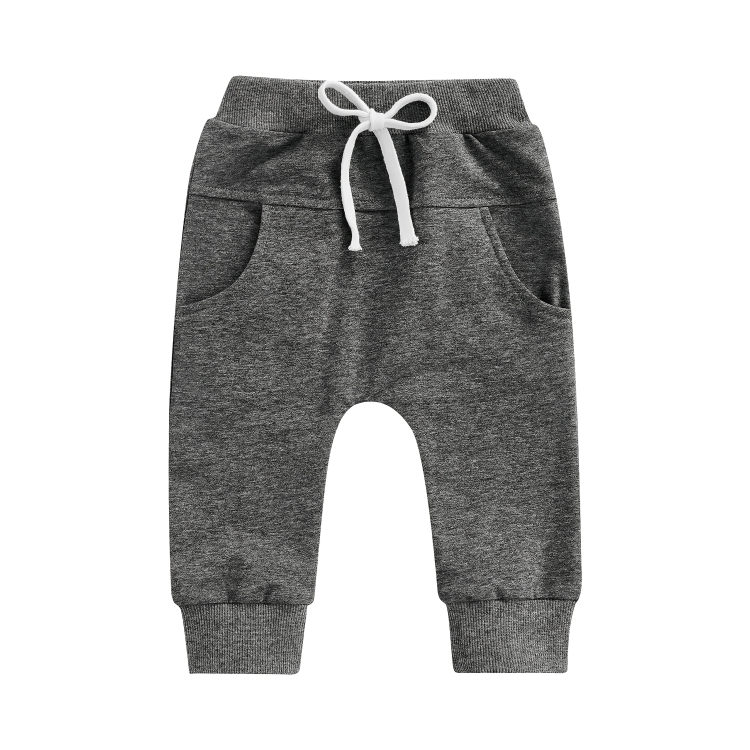 Grey Solid Color Pocket Baby Pants