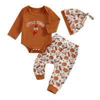 Turkey Embroidery Long Sleeve Rompers Set