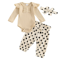 Long Sleeve Polka Dot Ruffled Baby Set