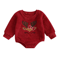 Miss Reindeer Warm Fleece Baby Bodysuit