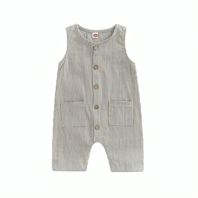 Sleeveless Buttoned Overall Baby Jumpsuit