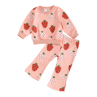 Strawberry Sweatshirt Flared Toddler Set