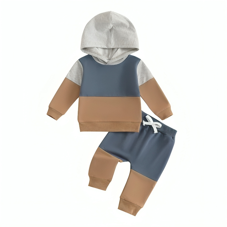 Color Block Hooded Jogger Baby Set