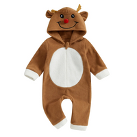 Reindeer Zipper Hooded Baby Jumpsuit Costume