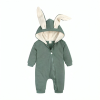 Bunny Hooded Baby Cotton Jumpsuit