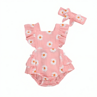 Cute Daisy Floral Sleeveless Soft Cotton Rompers