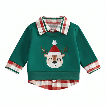 Long Sleeve Plaid Santa Baby Sweatshirt