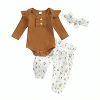 Long Sleeve Floral Ruffled Baby Set