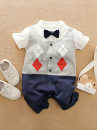 Gentleman Formal Style Cotton Romper