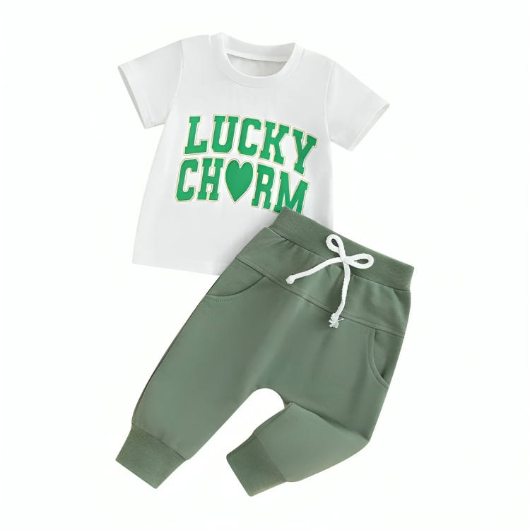 Short Sleeve Lucky Four Leaf Clover Set