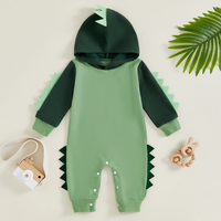 Long Sleeve Dino Hooded Baby Jumpsuit