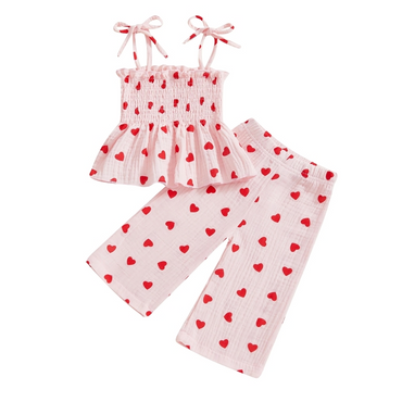 Sleeveless Bows Smocked Strap Toddler Set