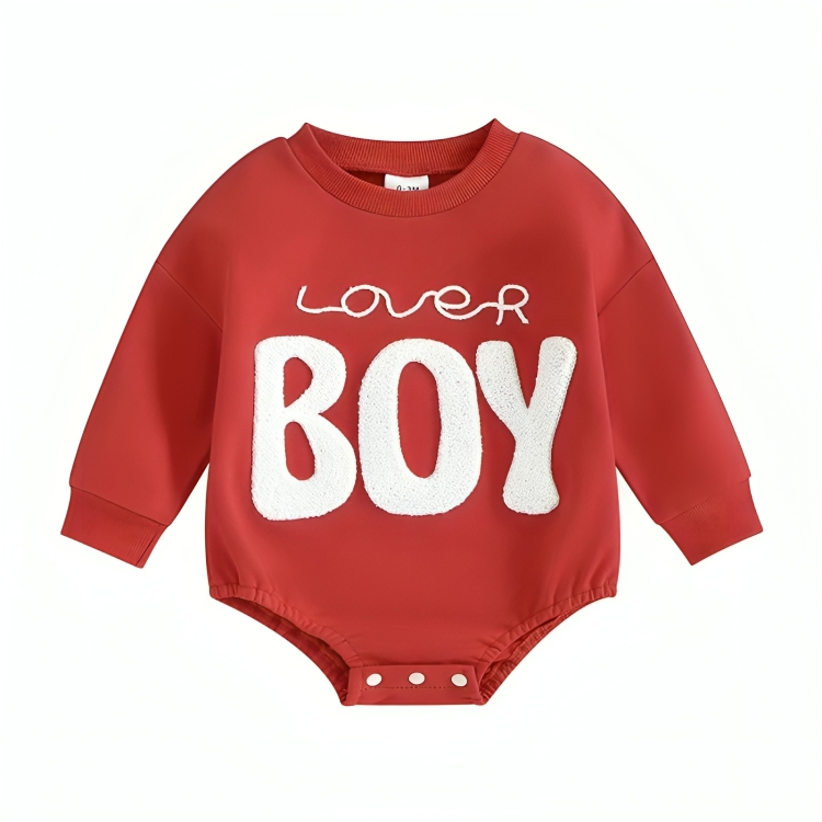 Lover Boy Embroidered Cotton Baby Bodysuit