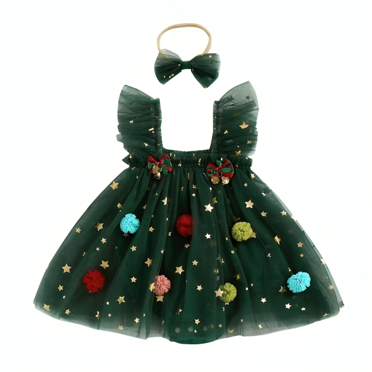 Christmas Tree Ruffle Tulle Tutu Dress