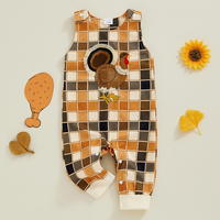 Sleeveless Checkered Pattern Thanksgiving Jumpsuit