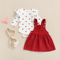 Valentine's Day Red Suspender Skirt Baby Set