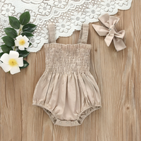 Solid Color Sleeveless Suspender Romper Set