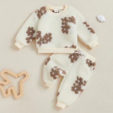 Long Sleeve Floral Fuzzy Baby Set