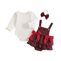 Princess Plaid Suspender Bodysuit Dress Set