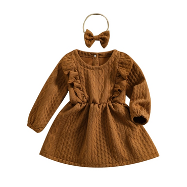 Long Sleeve Cable Knit Toddler Dress