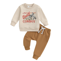 Long Sleeve Cowboy Rodeo Print Baby Set