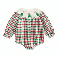 Christmas Plaid Long Sleeve Romper Top