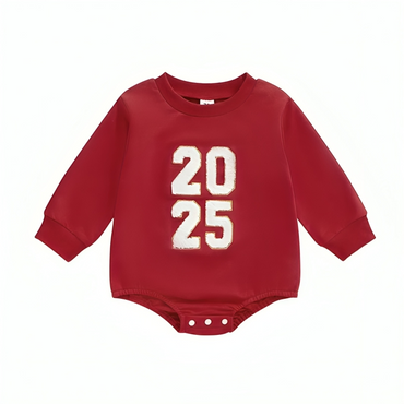 Long Sleeve 2025 Embroidered New Year Baby Bodysuit