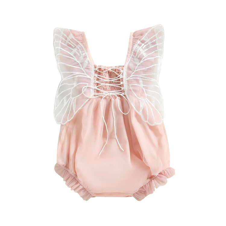 Butterfly Pleated Lace Baby Romper