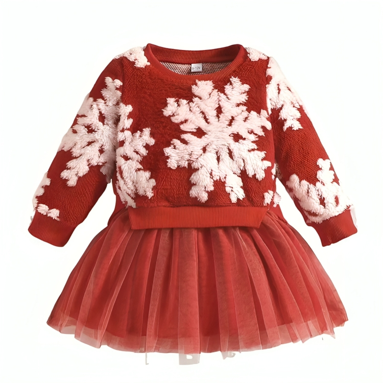 Fluffy Snowflakes Christmas Skirt Set