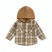 Long Sleeve Plaid Hooded Baby Coat