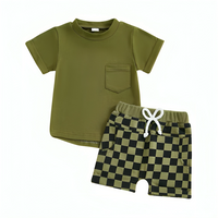 Short Sleeve Checkered Shorts Baby Set