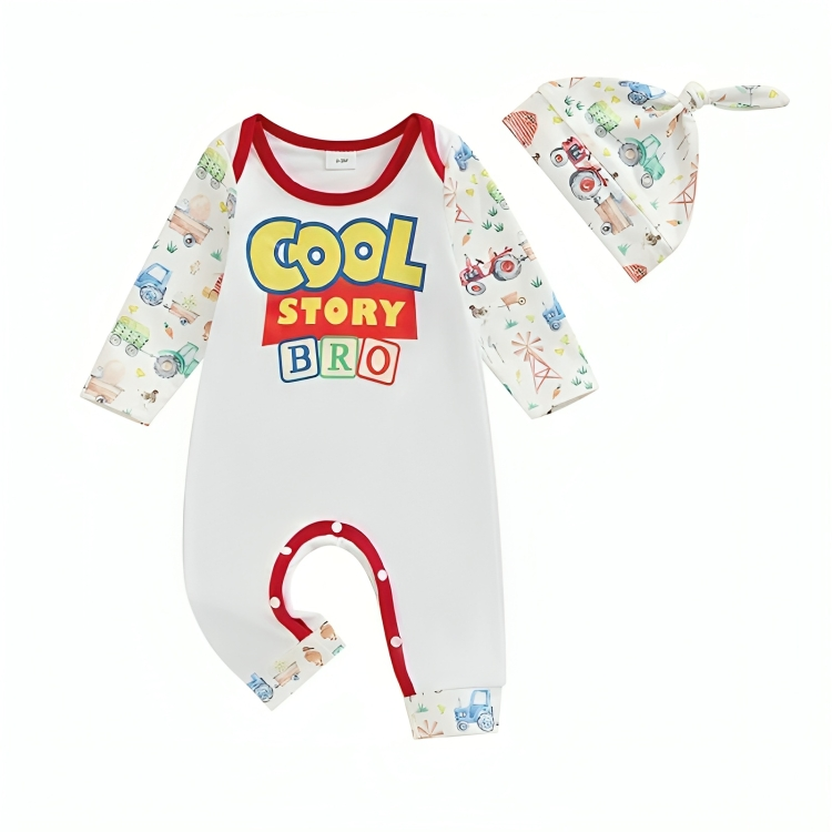 "Cool Story Bro" Cotton Baby Jumpsuit